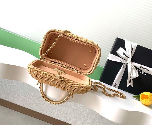 CC original braided rattan vanity case AS5993 beige