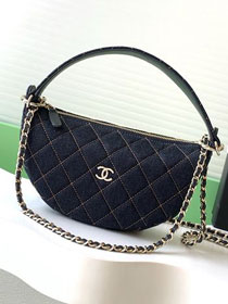 CC original denim clutch with chain AP5094 dark blue