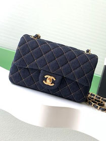 CC original denim mini flap bag A69900 dark blue