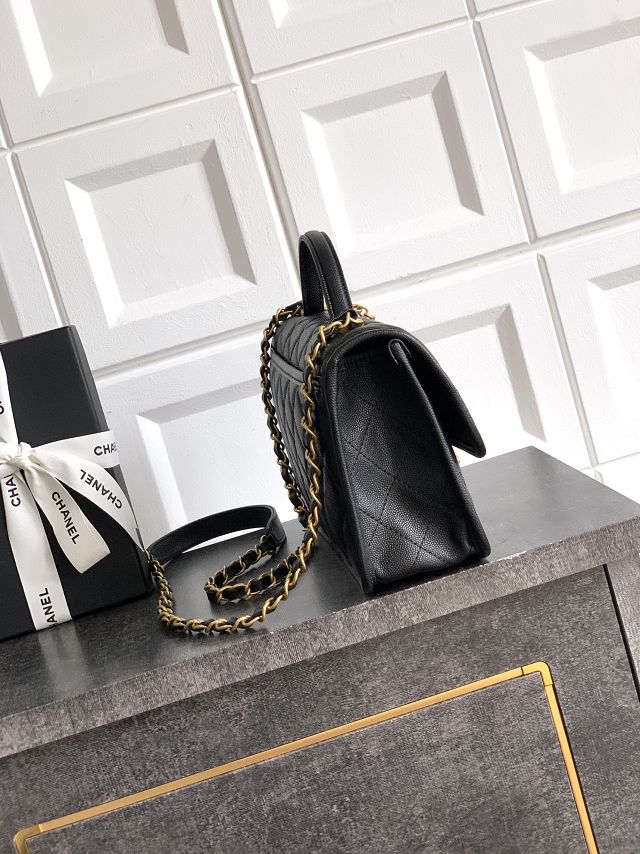 CC original grained calfskin medium flap bag AS3653 black