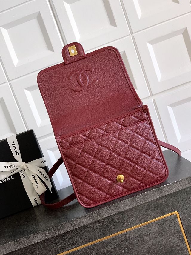 CC original grained calfskin small backpack AS5715 bordeaux