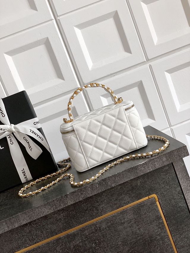 CC original grained calfskin vanity with chain AP5183 white