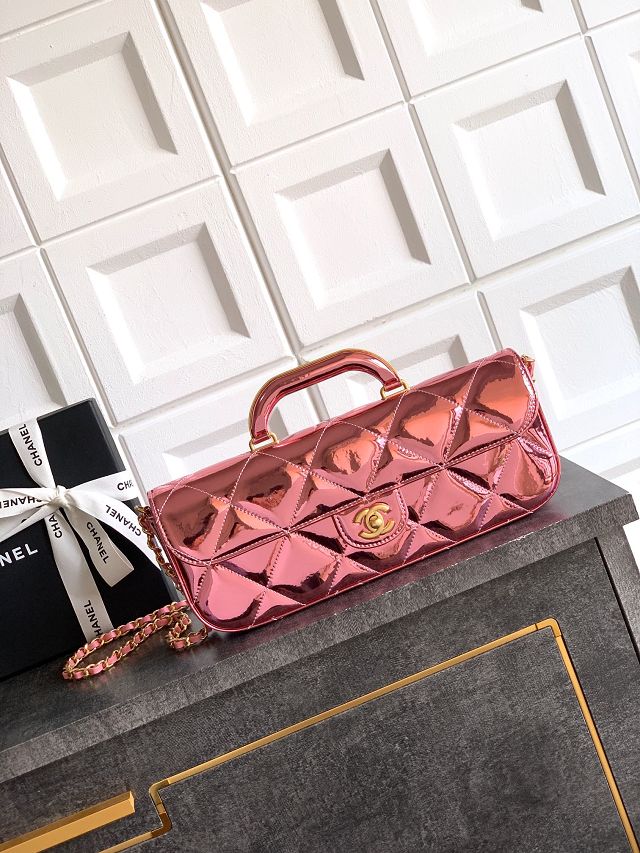 CC original patent calfskin clutch AS5807 pink