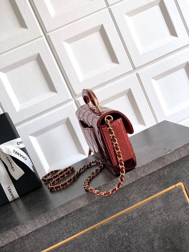 CC original patent calfskin clutch AS5807 red