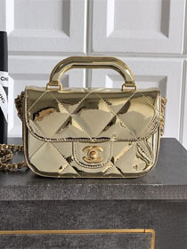 CC original patent calfskin small clutch AS5805 gold