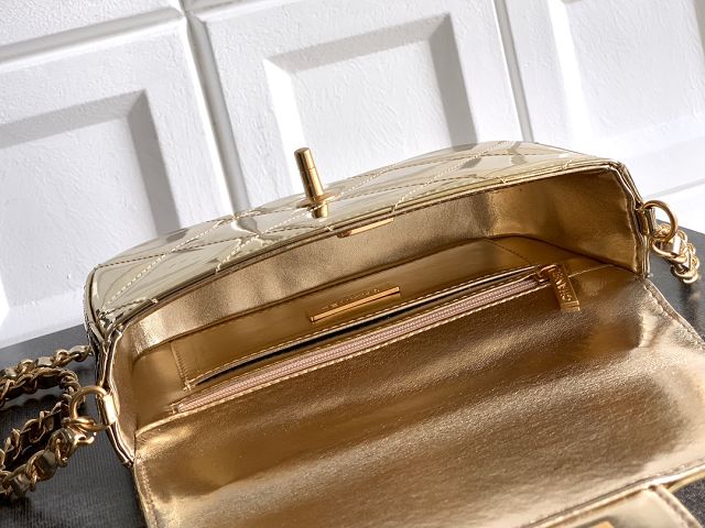 CC original patent calfskin small clutch AS5805 gold