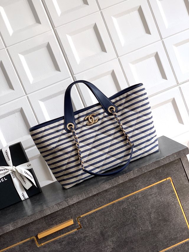 CC original raffia large shopping bag AS6007 blue