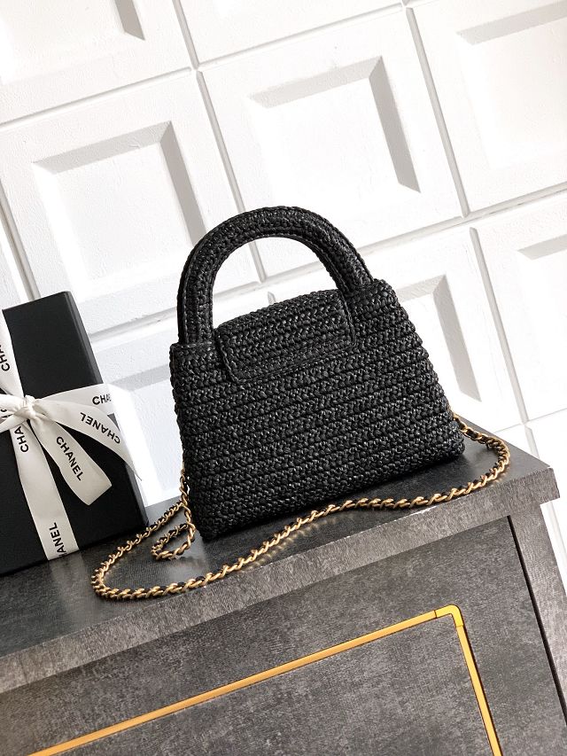 CC original raffia mini shopping bag AS4416 black