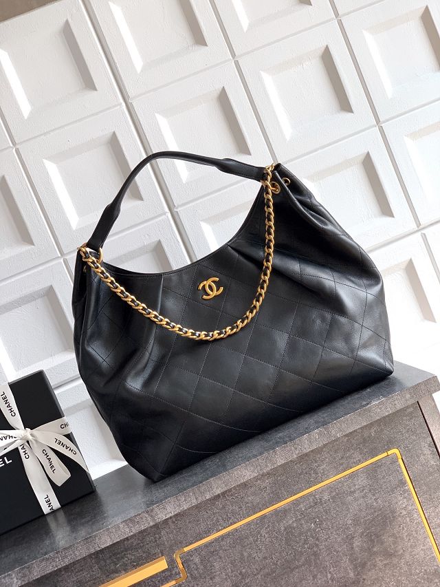CC original calfskin maxi hobo bag AS6016 black