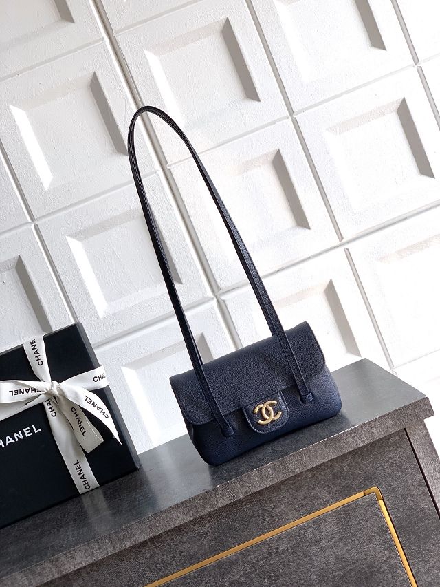 CC original grained calfskin clutch AP5068 dark blue