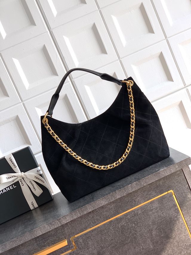 CC original suede calfskin large hobo bag AS5978 black