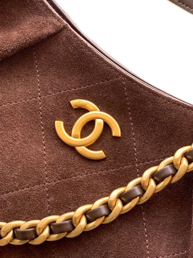 CC original suede calfskin large hobo bag AS5978 dark brown