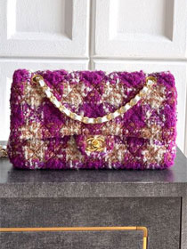 CC original tweed medium flap bag A01112 purple