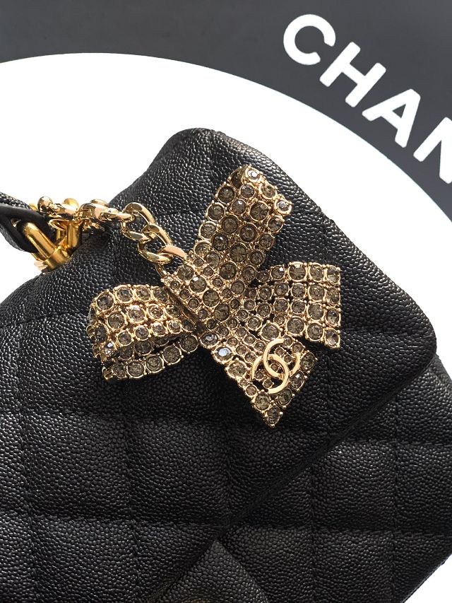 CC original grained calfskin top handle flap bag AS1790 black