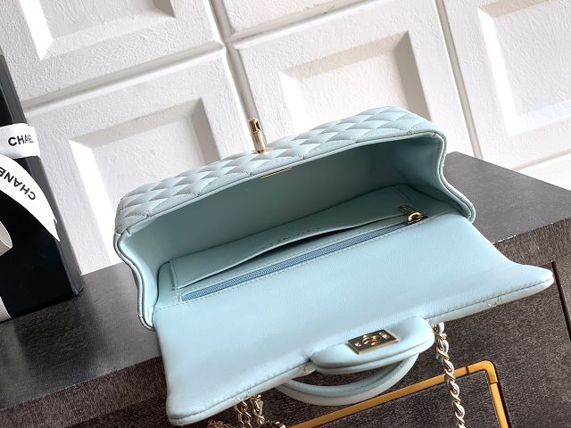 CC original lambskin top handle flap bag AS1790 blue