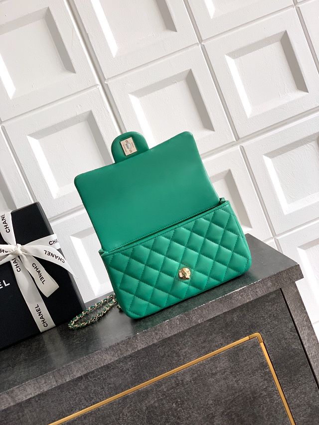 CC original lambskin top handle flap bag AS1790 green