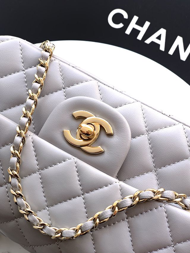 CC original lambskin top handle flap bag AS1790 grey