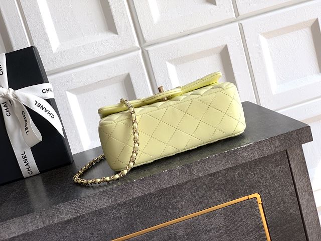 CC original lambskin top handle flap bag AS1790 yellow