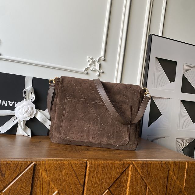 CC original suede calfskin hobo bag AS5883 dark brown