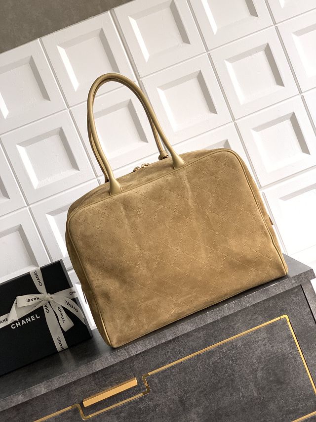 CC original suede calfskin maxi bowling bag AS6212 dark beige