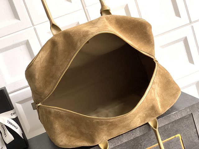 CC original suede calfskin maxi bowling bag AS6212 dark beige