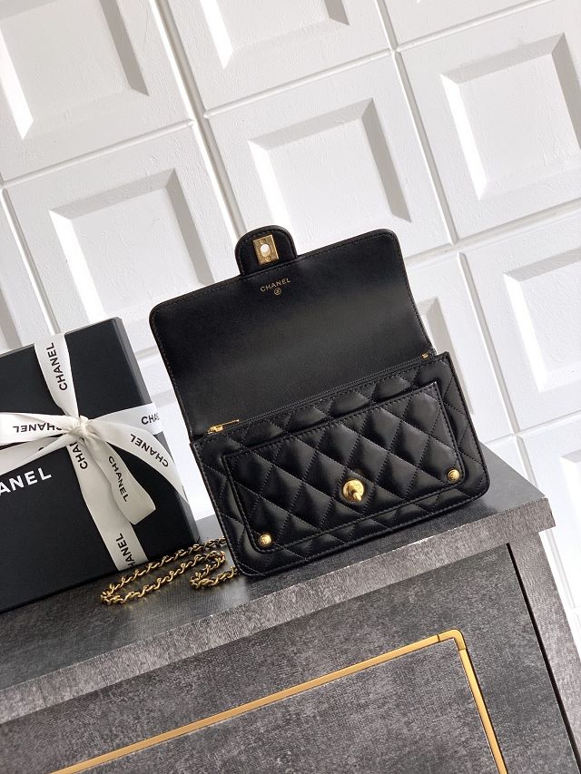 CC original calfskin clutch with chain AP4182 black