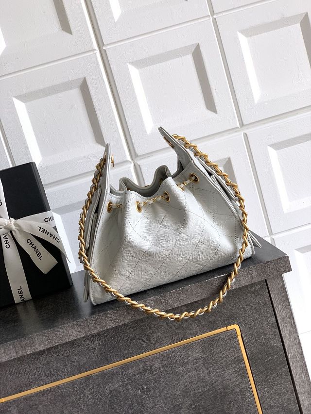 CC original grained calfskin 25 mini handbag AS5631 light grey