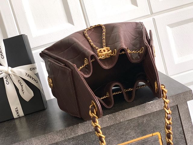 CC original grained calfskin 25 small handbag AS5293 dark brown