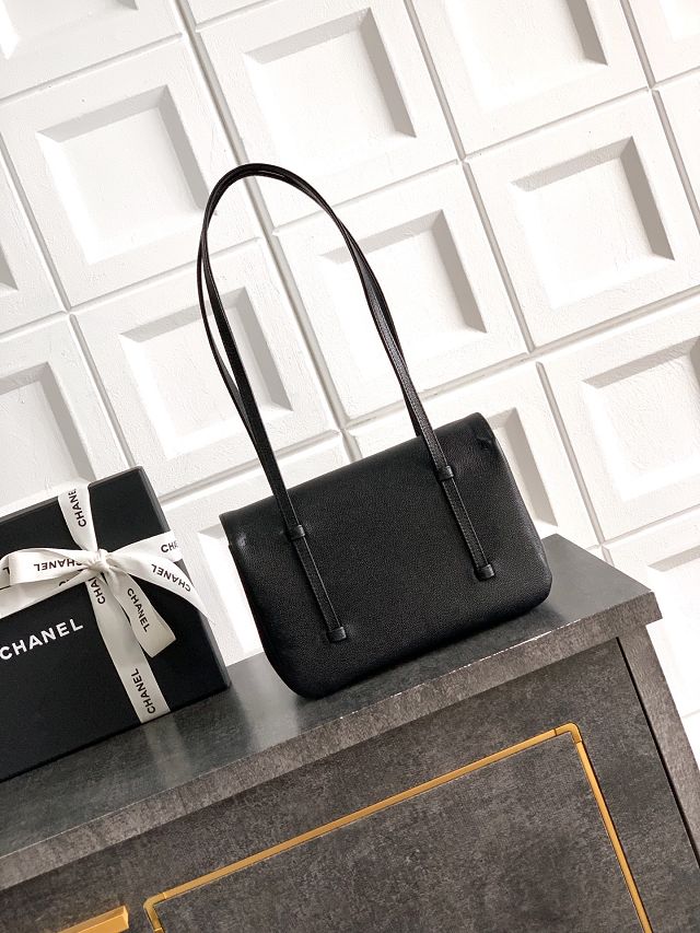 CC original grained calfskin small flap bag AS6130 black