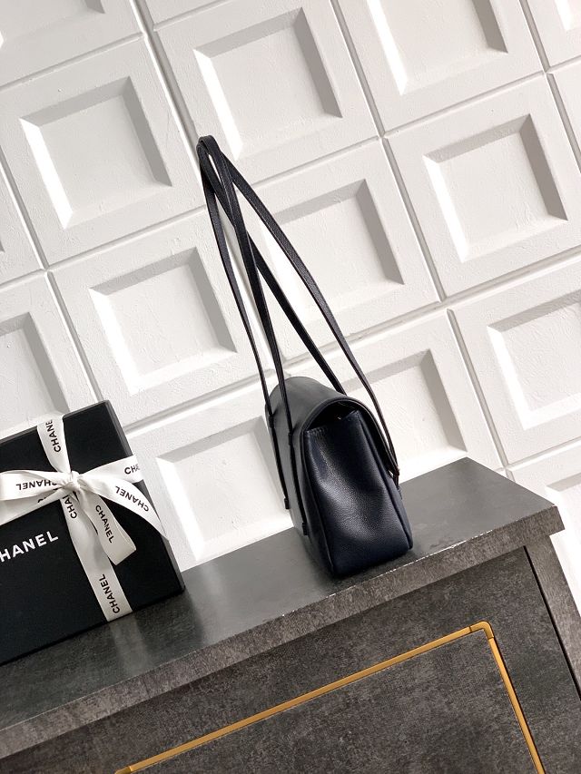 CC original grained calfskin small flap bag AS6130 dark blue