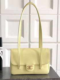CC original grained calfskin small flap bag AS6130 yellow