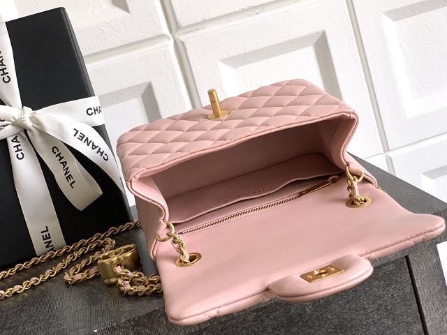 CC original lambskin mini flap bag AS5758 pink 