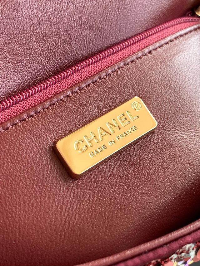 CC original sequins mini flap bag AS6171 black&bordeaux