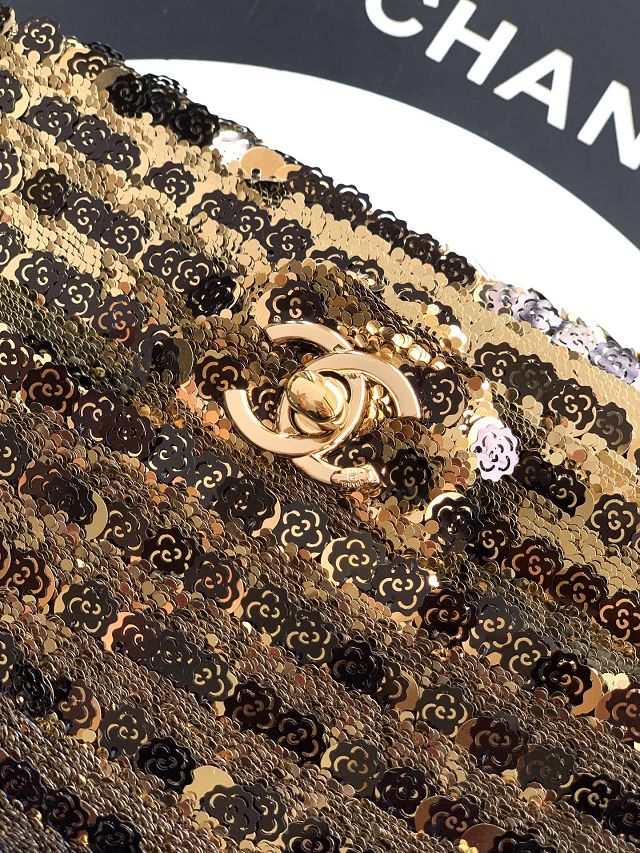 CC original sequins mini flap bag AS6171 black&gold