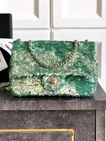 CC original sequins mini flap bag AS6171 green