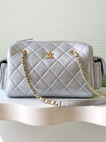 CC original lambskin medium bowling bag AS5792 silver