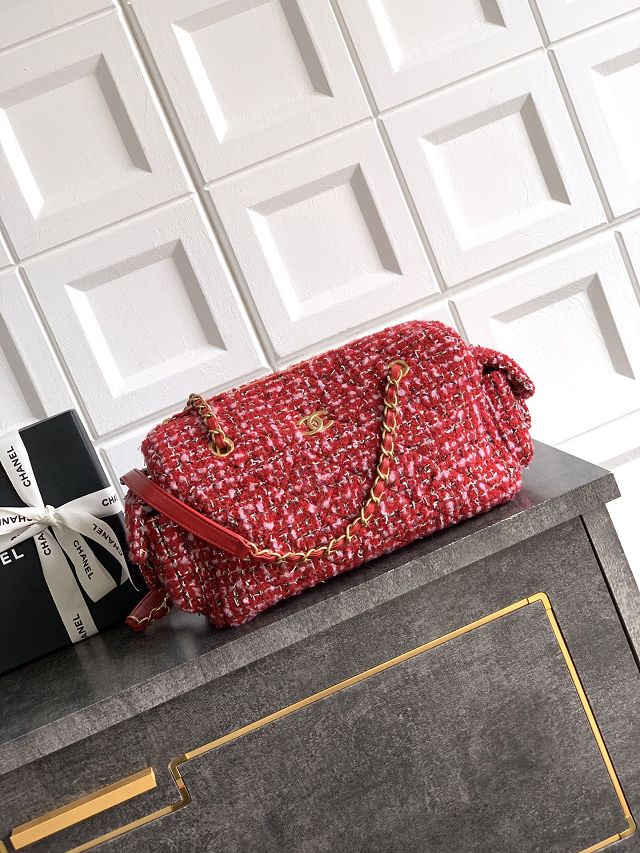 CC original tweed medium bowling bag AS5792 red