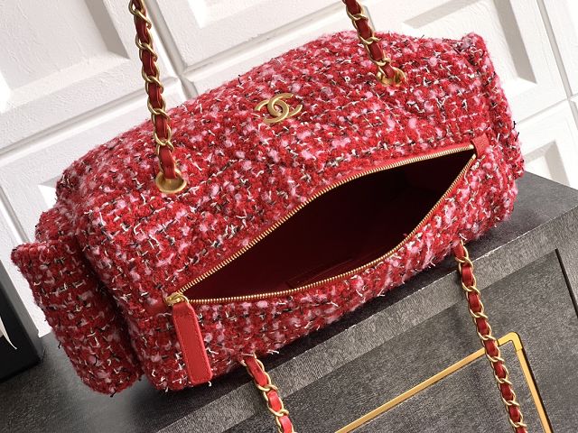 CC original tweed medium bowling bag AS5792 red
