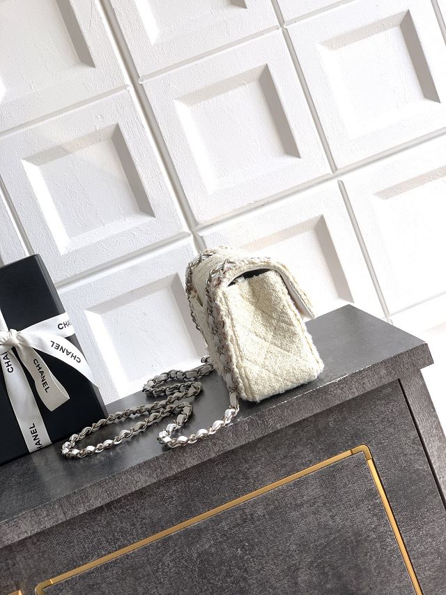 CC original tweed mini flap bag A69900 white&pink