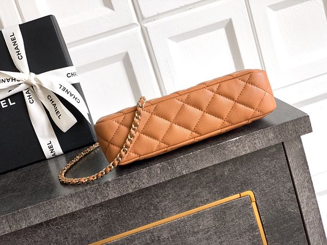 CC original grained calfskin clutch with chain AP4704 caramel
