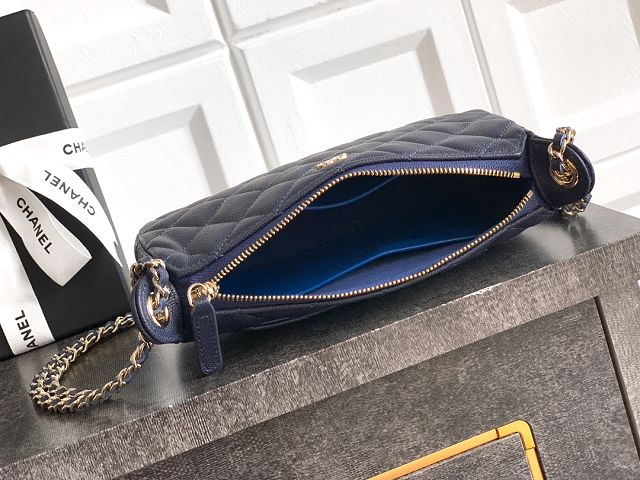 CC original grained calfskin clutch with chain AP4704 dark blue