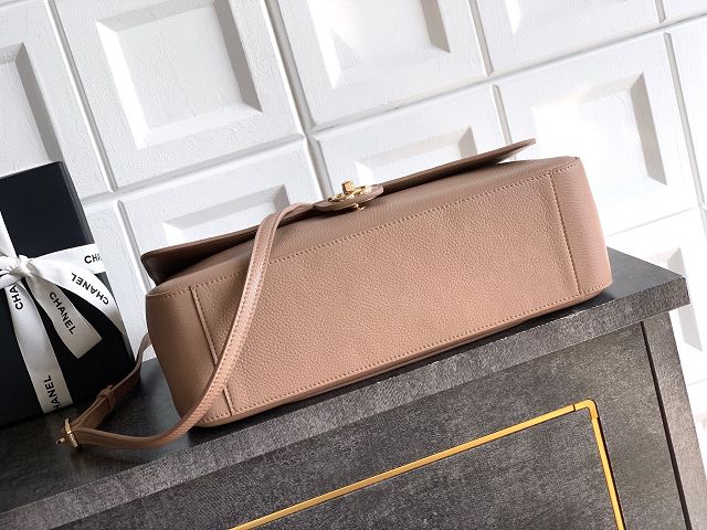 CC original grained calfskin maxi flap bag AS6233 light brown