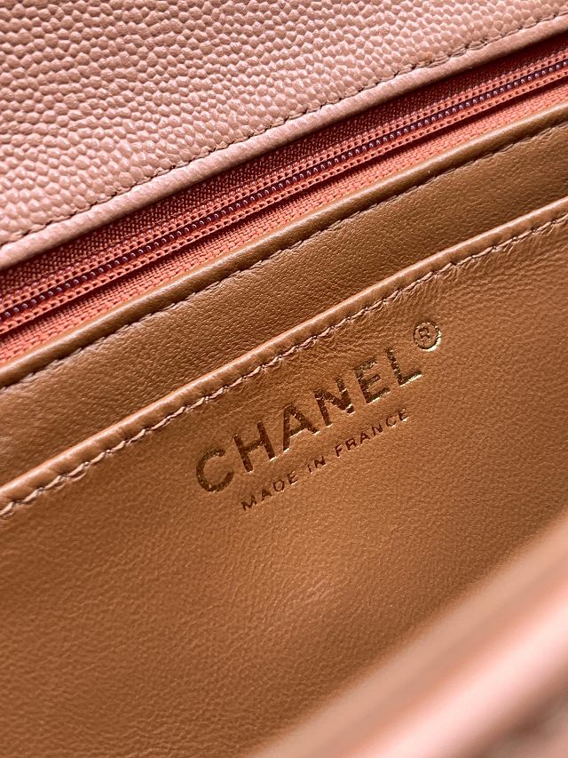 CC original grained calfskin top handle flap bag AS5702 caramel