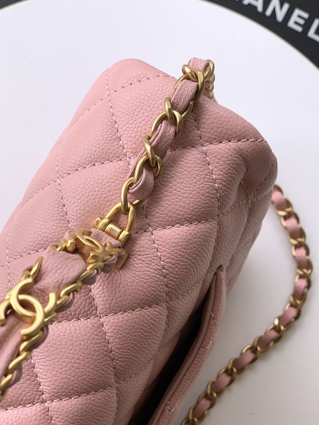 CC original grained calfskin top handle flap bag AS5702 pink
