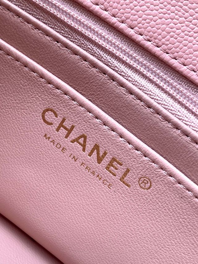 CC original grained calfskin top handle flap bag AS5702 pink
