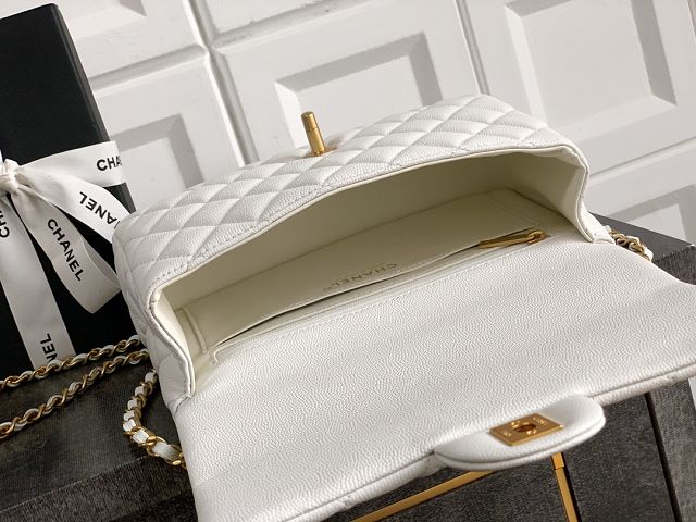CC original grained calfskin top handle flap bag AS5702 white