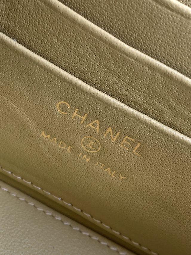 CC original grained calfskin vanity with chain AP4936 khaki green