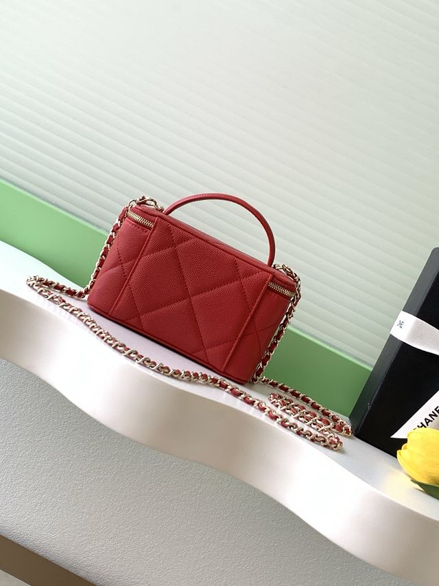 CC original grained calfskin vanity with chain AP4936 red