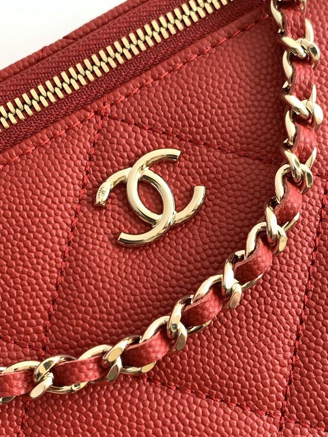 CC original grained calfskin vanity with chain AP4936 red