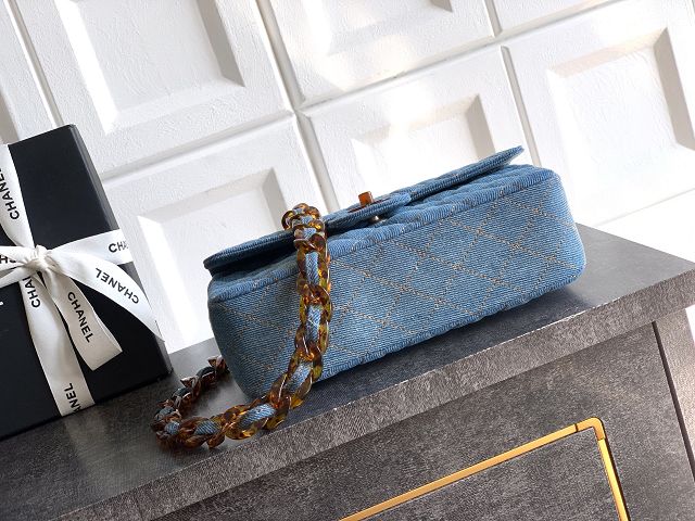 CC original denim small flap bag A01113 blue